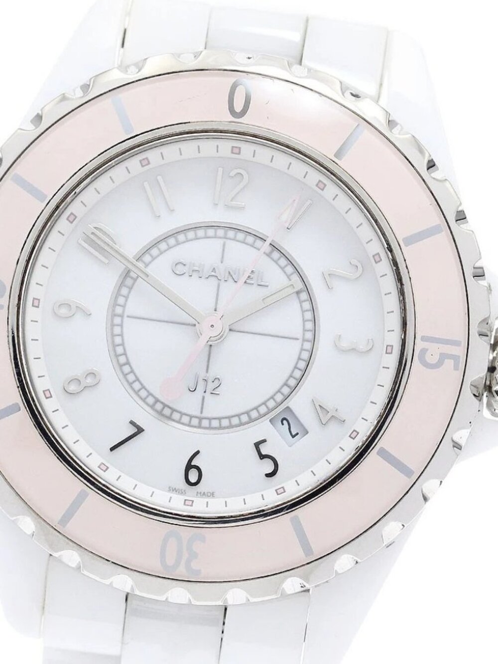 CHANEL J12 soft pink H4467 White ceramic Quartz Ladies Watch - Picture 1 of 7